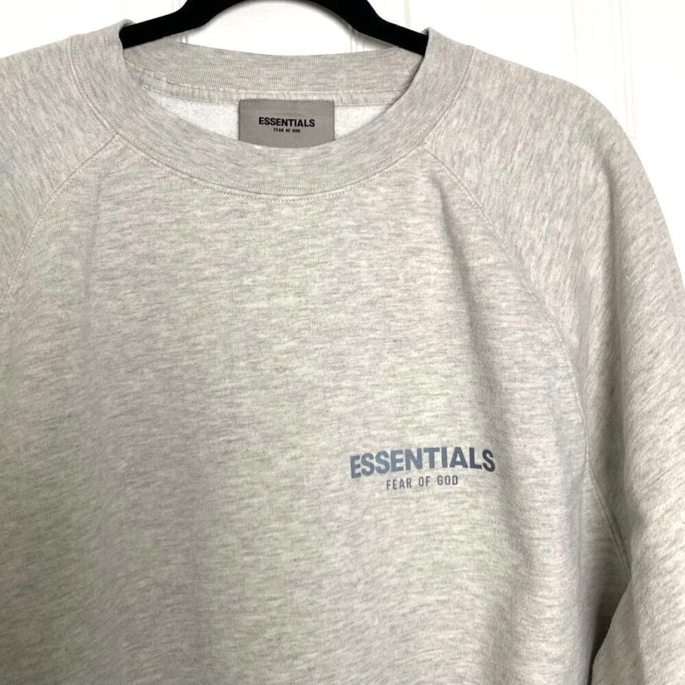 Essentials Fear Of God Heather Gray Sweatshirt Crew Neck Size Medium - Picture 4 of 9